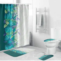 Hawaii Tropical Plant Teal Bathroom Set Vibrant Polynesian Pattern LT01 Bathroom Set (4 pcs) Teal - Polynesian Pride