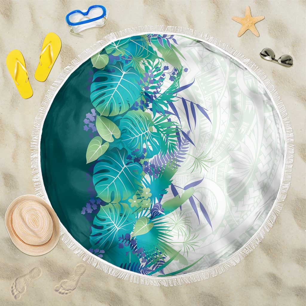 Hawaii Tropical Plant Teal Beach Blanket Vibrant Polynesian Pattern LT01 One Size 150cm Teal - Polynesian Pride