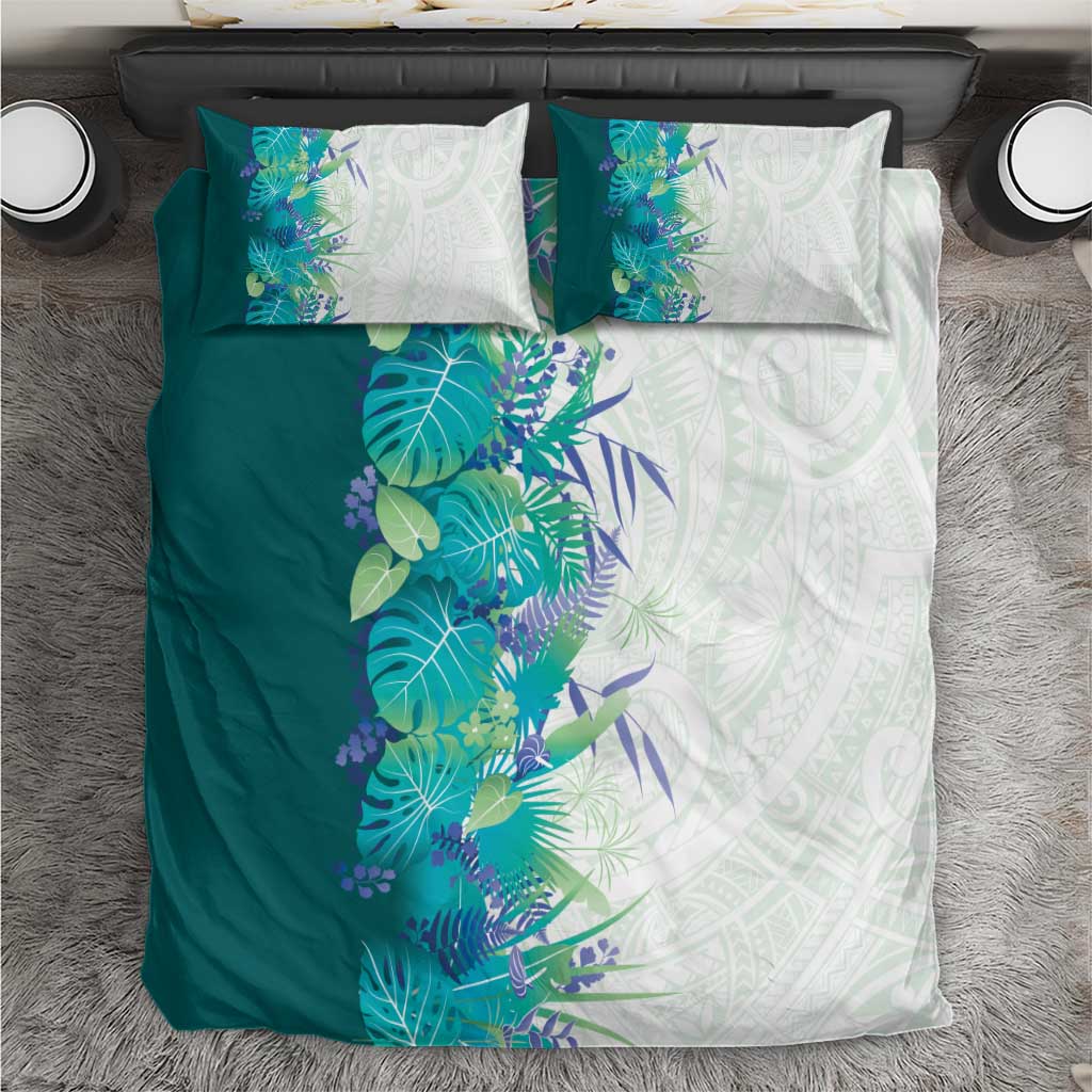 Hawaii Tropical Plant Teal Bedding Set Vibrant Polynesian Pattern LT01 Teal - Polynesian Pride