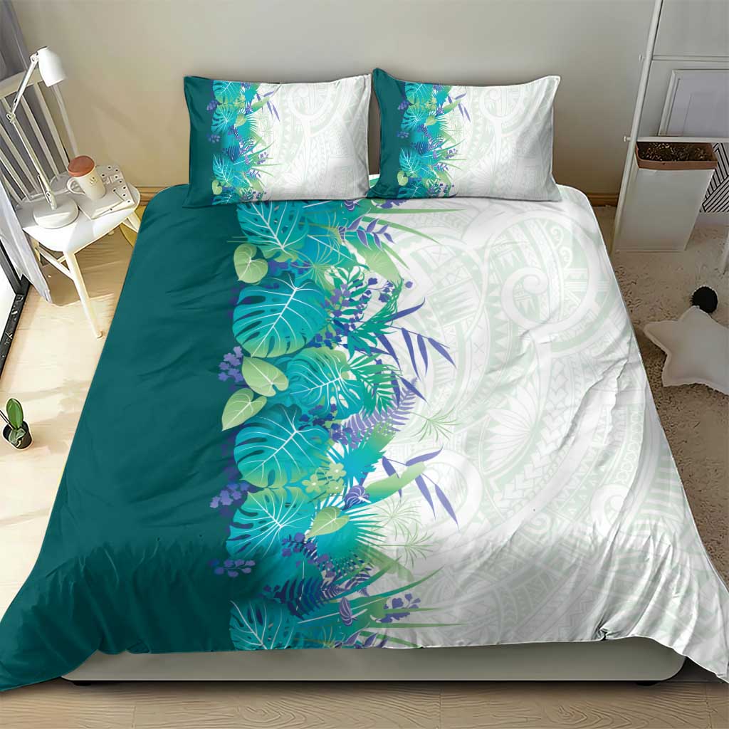 Hawaii Tropical Plant Teal Bedding Set Vibrant Polynesian Pattern LT01 - Polynesian Pride