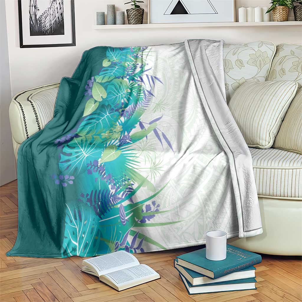 Hawaii Tropical Plant Teal Blanket Vibrant Polynesian Pattern LT01 Teal - Polynesian Pride