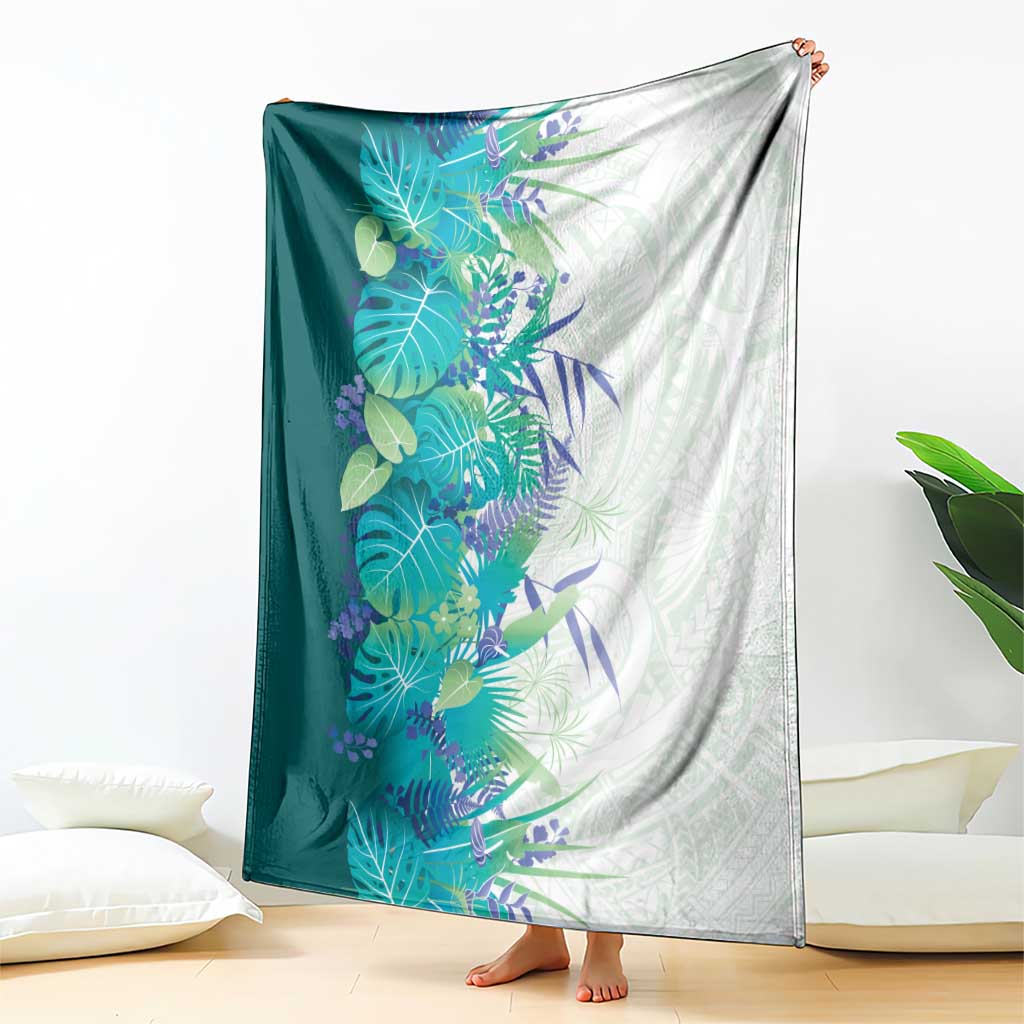Hawaii Tropical Plant Teal Blanket Vibrant Polynesian Pattern LT01 - Polynesian Pride
