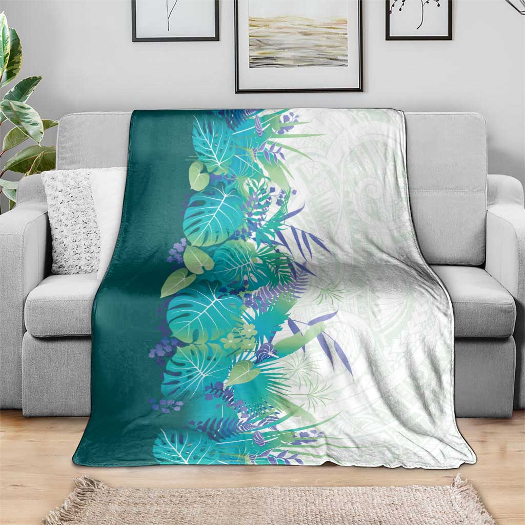 Hawaii Tropical Plant Teal Blanket Vibrant Polynesian Pattern LT01 - Polynesian Pride