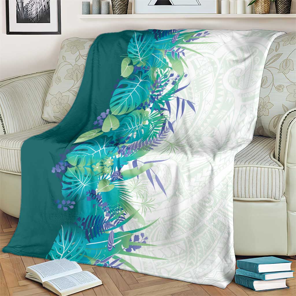 Hawaii Tropical Plant Teal Blanket Vibrant Polynesian Pattern LT01 - Polynesian Pride