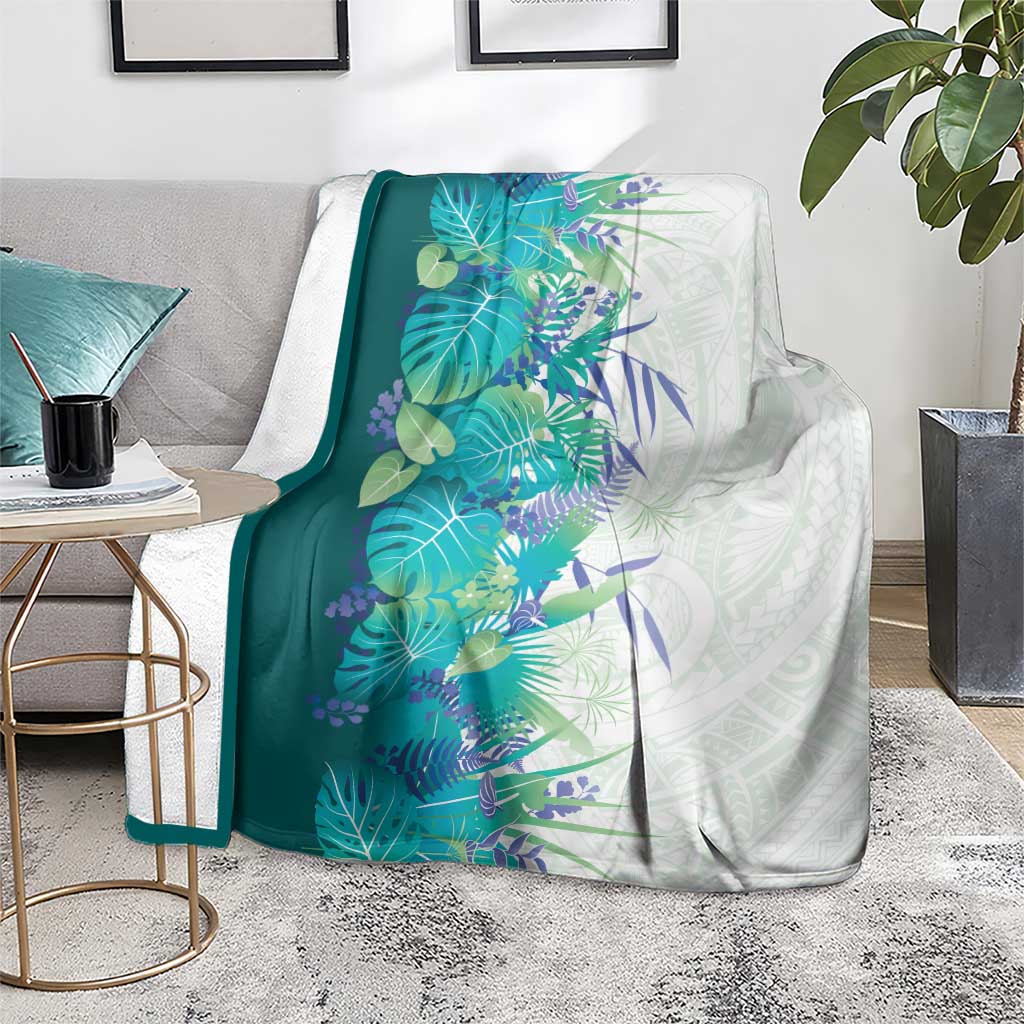 Hawaii Tropical Plant Teal Blanket Vibrant Polynesian Pattern LT01 - Polynesian Pride
