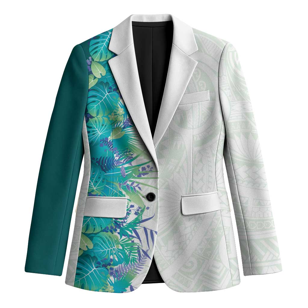 Hawaii Tropical Plant Teal Blazer Vibrant Polynesian Pattern LT01 Unisex Teal - Polynesian Pride