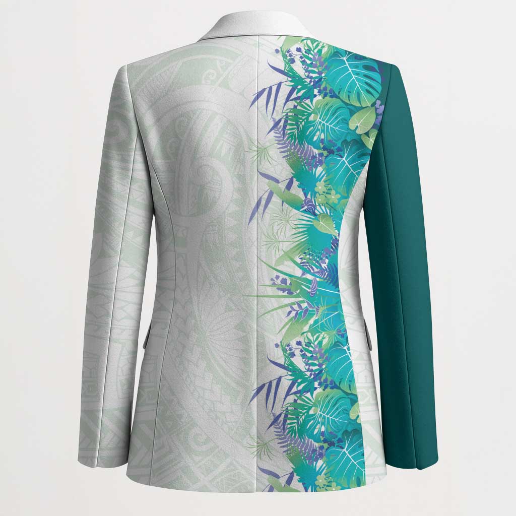 Hawaii Tropical Plant Teal Blazer Vibrant Polynesian Pattern LT01 - Polynesian Pride