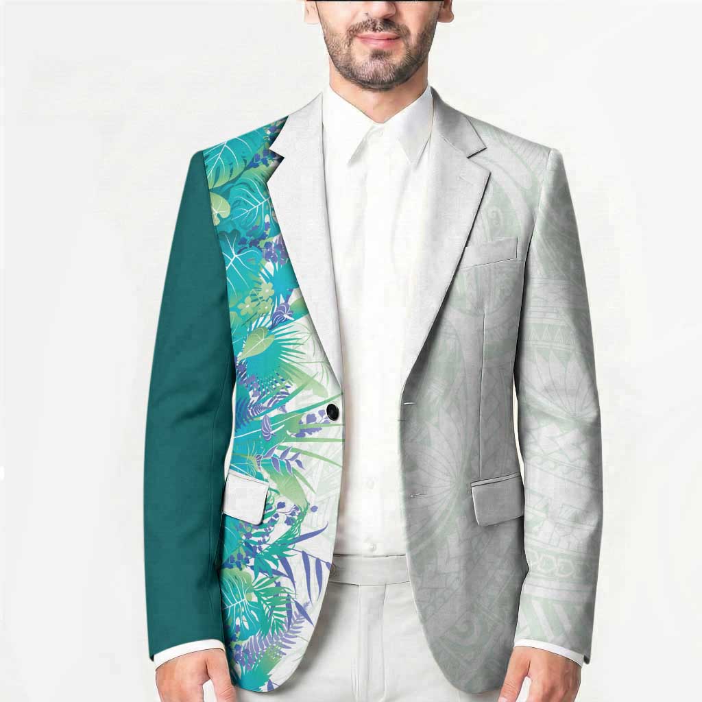 Hawaii Tropical Plant Teal Blazer Vibrant Polynesian Pattern LT01 - Polynesian Pride