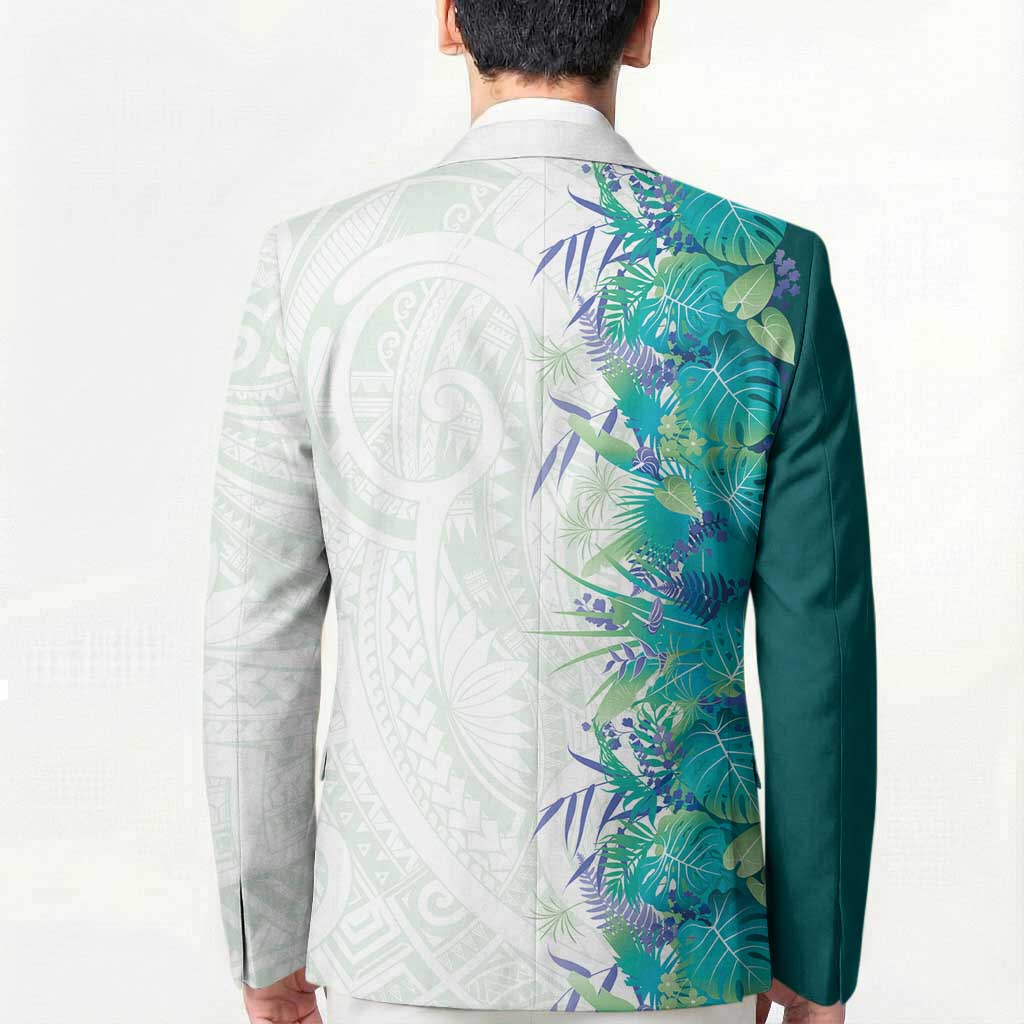 Hawaii Tropical Plant Teal Blazer Vibrant Polynesian Pattern LT01 - Polynesian Pride