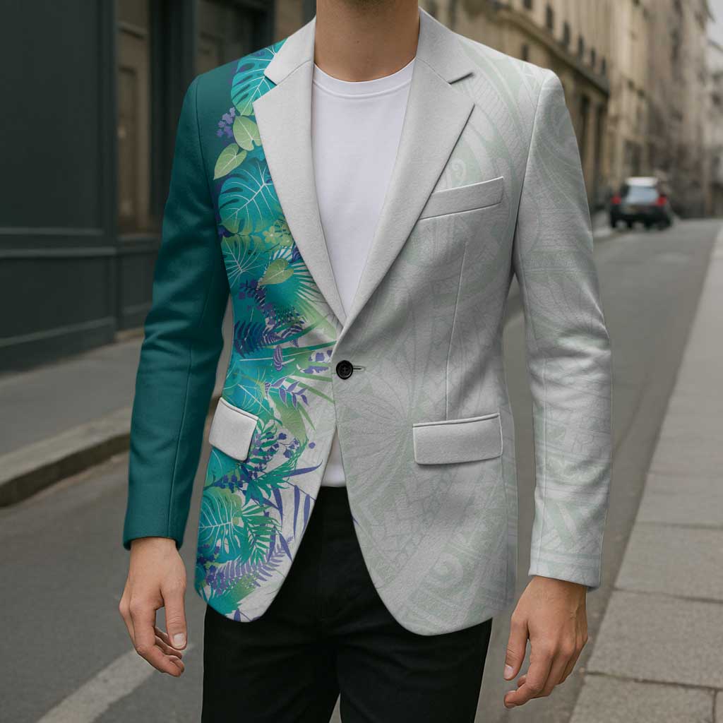 Hawaii Tropical Plant Teal Blazer Vibrant Polynesian Pattern LT01 - Polynesian Pride