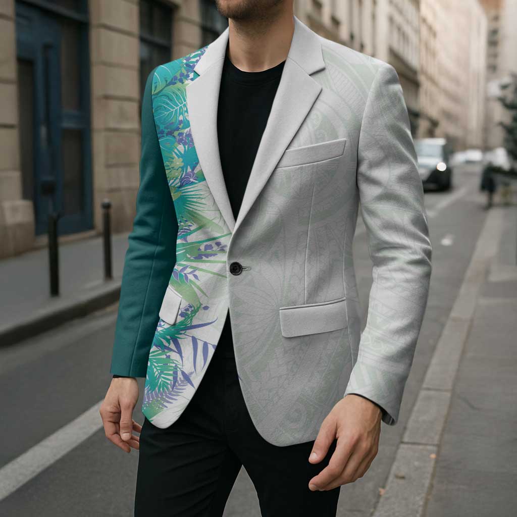 Hawaii Tropical Plant Teal Blazer Vibrant Polynesian Pattern LT01 - Polynesian Pride