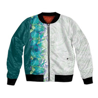Hawaii Tropical Plant Teal Bomber Jacket Vibrant Polynesian Pattern LT01 Unisex Teal - Polynesian Pride