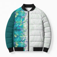 Hawaii Tropical Plant Teal Bomber Puffer Jacket Vibrant Polynesian Pattern LT01 Unisex Teal - Polynesian Pride