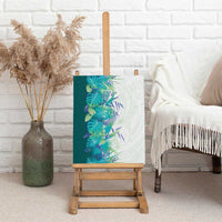 Hawaii Tropical Plant Teal Canvas Wall Art Vibrant Polynesian Pattern