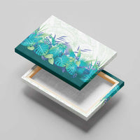 Hawaii Tropical Plant Teal Canvas Wall Art Vibrant Polynesian Pattern
