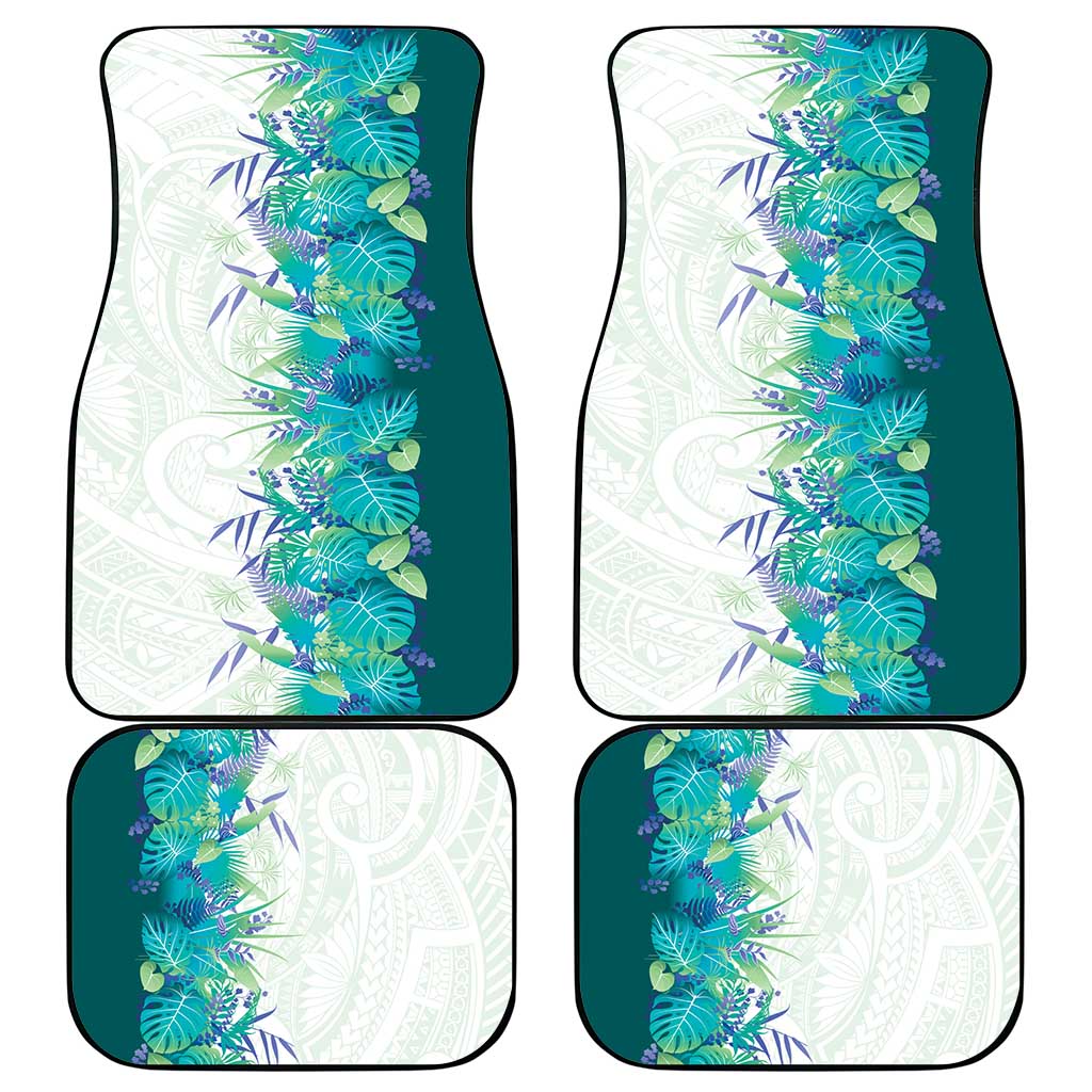 Hawaii Tropical Plant Teal Car Mats Vibrant Polynesian Pattern LT01 - Polynesian Pride