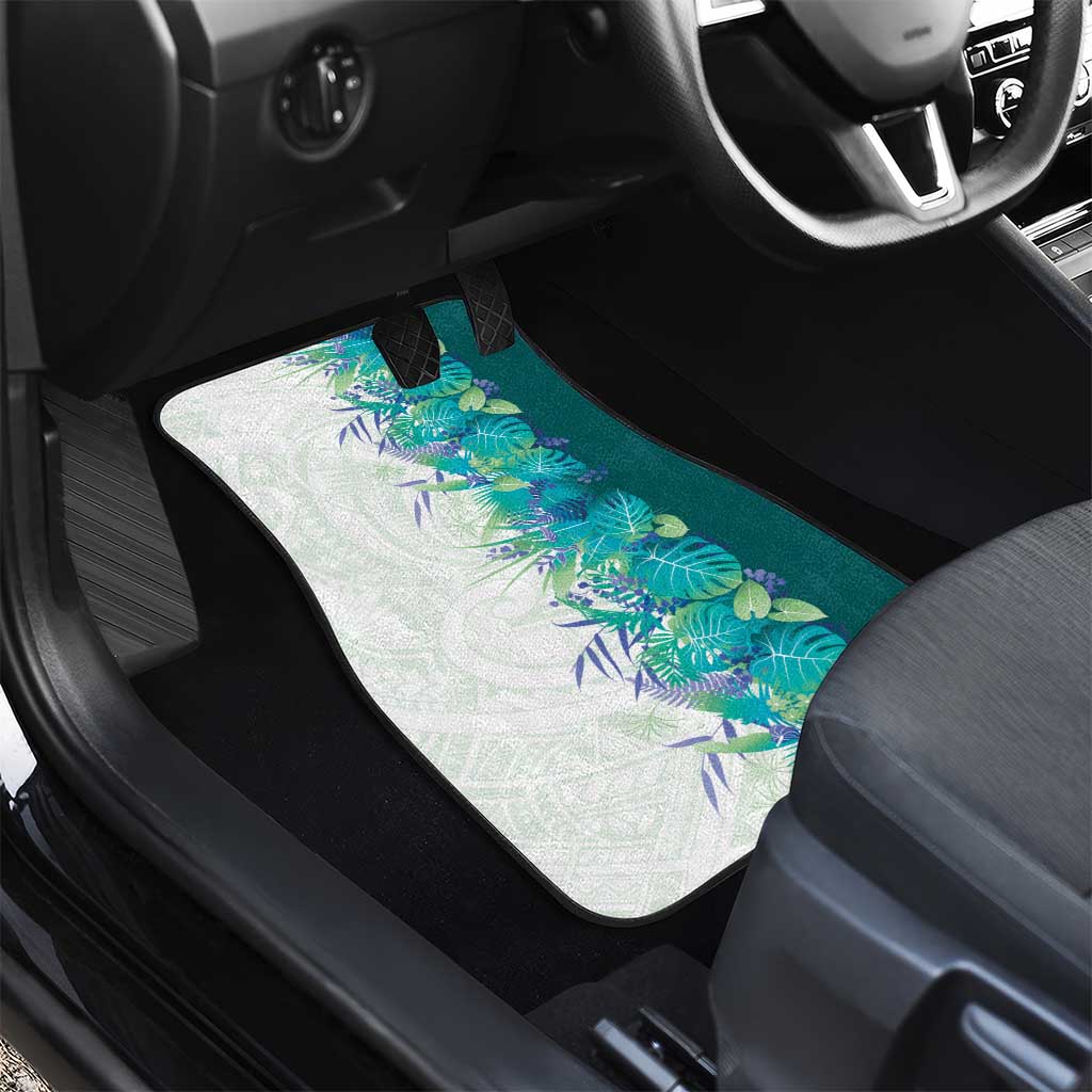 Hawaii Tropical Plant Teal Car Mats Vibrant Polynesian Pattern LT01 - Polynesian Pride