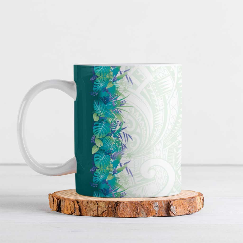 Hawaii Tropical Plant Teal Ceramic Mug Vibrant Polynesian Pattern LT01 Teal - Polynesian Pride