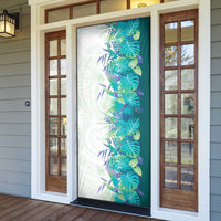 Hawaii Tropical Plant Teal Door Cover Vibrant Polynesian Pattern LT01 - Polynesian Pride