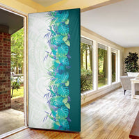 Hawaii Tropical Plant Teal Door Cover Vibrant Polynesian Pattern LT01 - Polynesian Pride