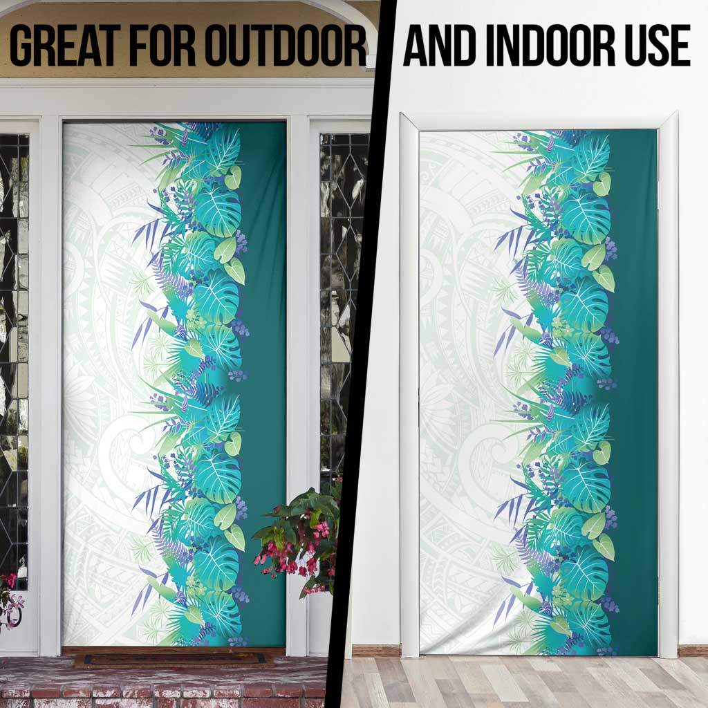 Hawaii Tropical Plant Teal Door Cover Vibrant Polynesian Pattern LT01 - Polynesian Pride