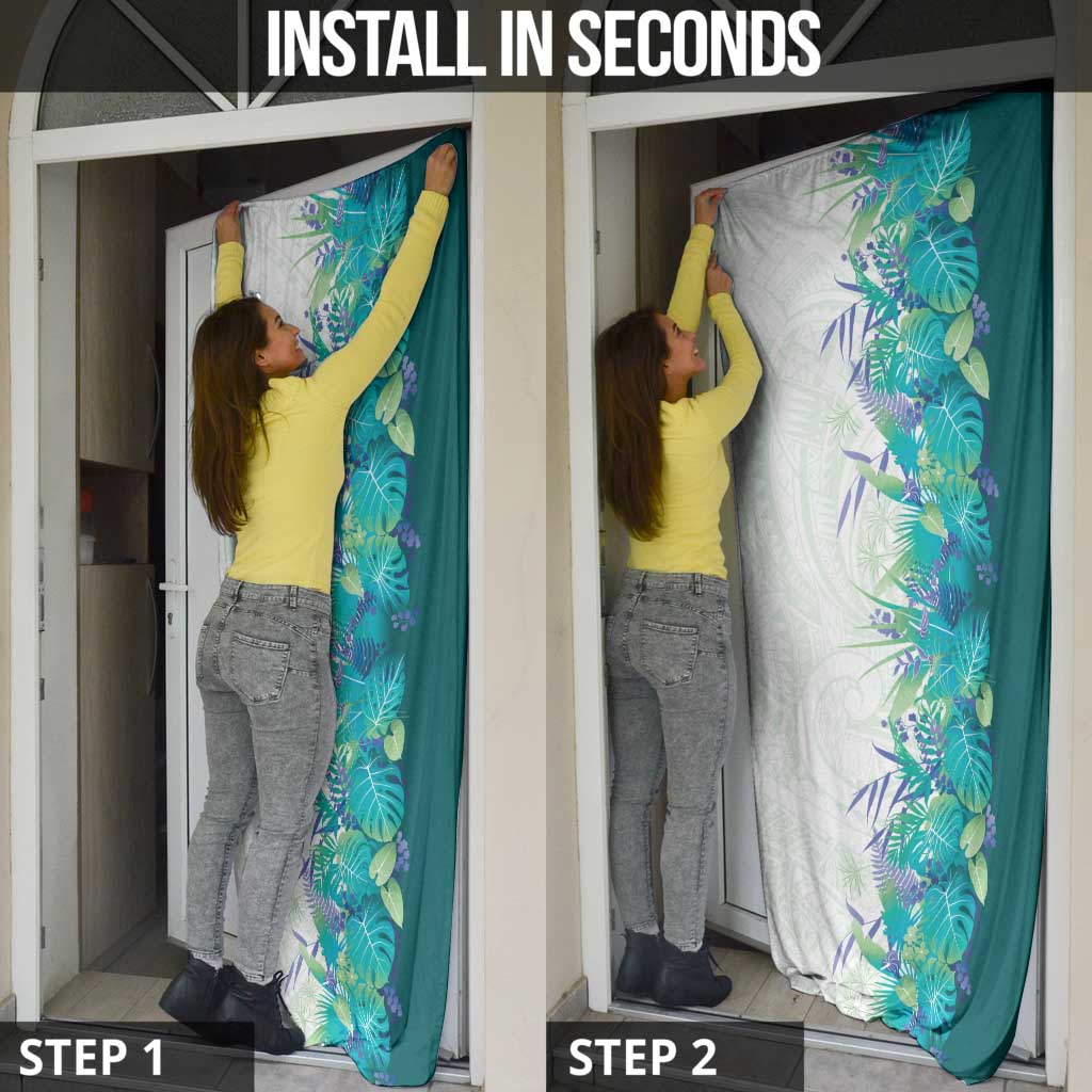 Hawaii Tropical Plant Teal Door Cover Vibrant Polynesian Pattern LT01 - Polynesian Pride