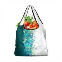 Hawaii Tropical Plant Teal Grocery Bag Vibrant Polynesian Pattern LT01 1-pack One Size Teal - Polynesian Pride