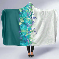 Hawaii Tropical Plant Teal Hooded Blanket Vibrant Polynesian Pattern LT01 One Size Teal - Polynesian Pride