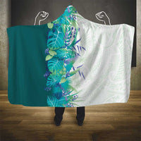 Hawaii Tropical Plant Teal Hooded Blanket Vibrant Polynesian Pattern LT01 - Polynesian Pride
