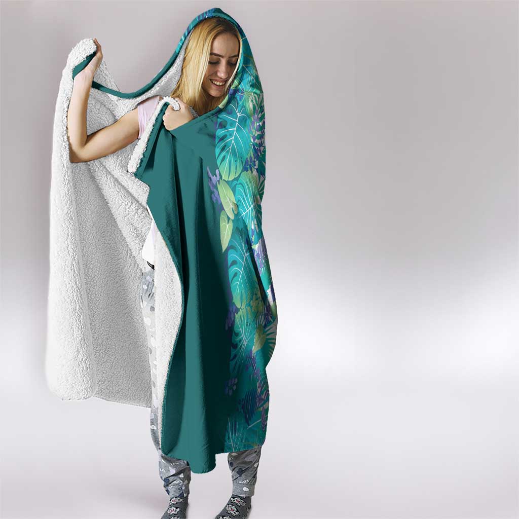 Hawaii Tropical Plant Teal Hooded Blanket Vibrant Polynesian Pattern LT01 - Polynesian Pride
