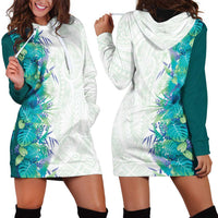 Hawaii Tropical Plant Teal Hoodie Dress Vibrant Polynesian Pattern LT01 - Polynesian Pride