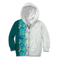 Hawaii Tropical Plant Teal Kid Hoodie Vibrant Polynesian Pattern LT01 Zip Hoodie Teal - Polynesian Pride