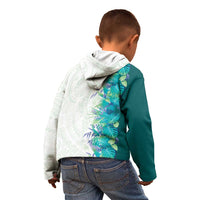 Hawaii Tropical Plant Teal Kid Hoodie Vibrant Polynesian Pattern LT01 - Polynesian Pride