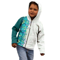 Hawaii Tropical Plant Teal Kid Hoodie Vibrant Polynesian Pattern LT01 - Polynesian Pride