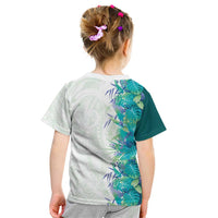 Hawaii Tropical Plant Teal Kid T Shirt Vibrant Polynesian Pattern LT01 - Polynesian Pride