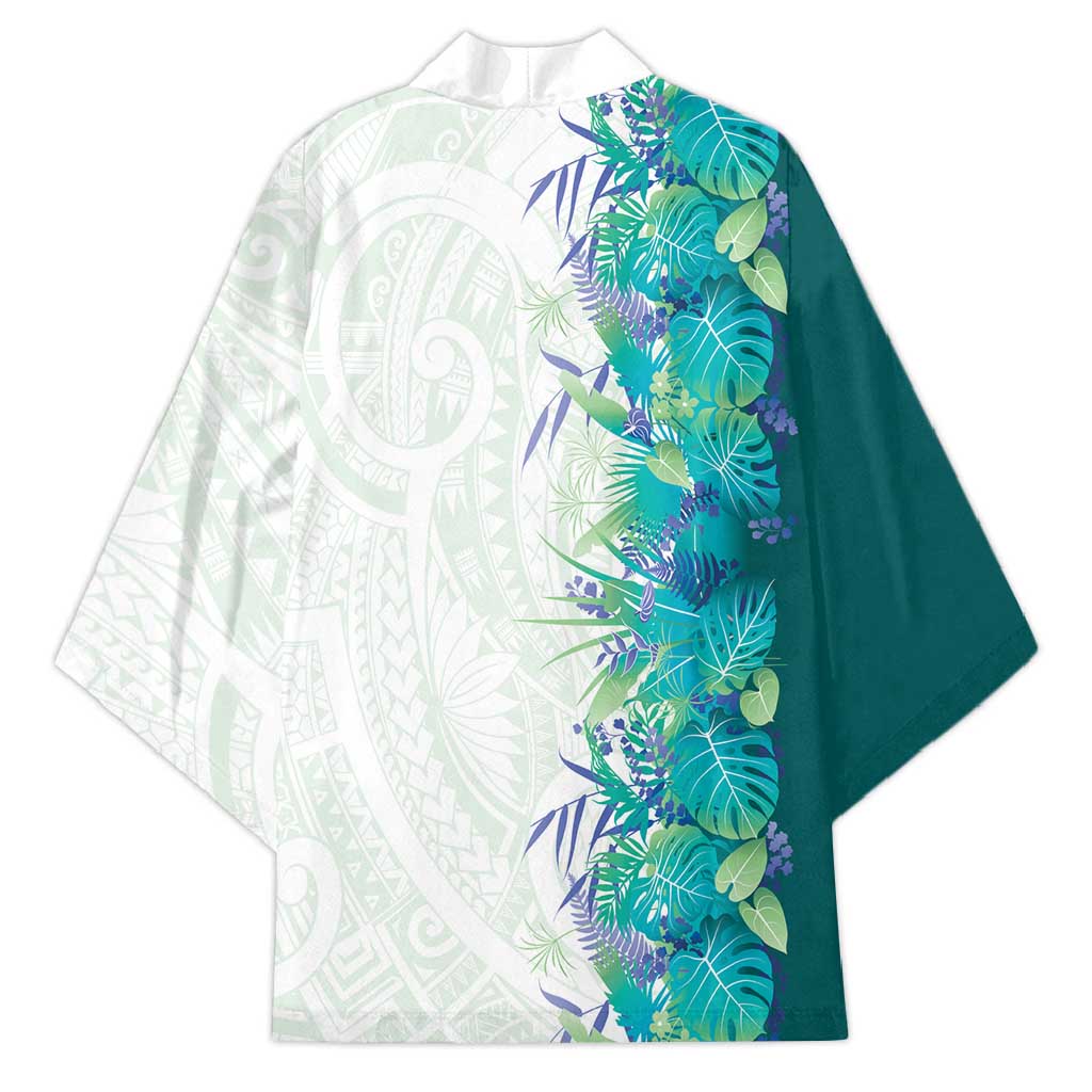 Hawaii Tropical Plant Teal Kimono Vibrant Polynesian Pattern LT01 - Polynesian Pride