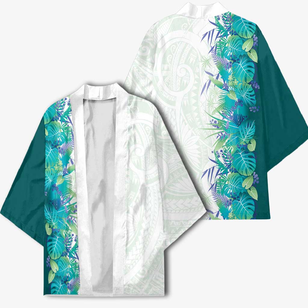 Hawaii Tropical Plant Teal Kimono Vibrant Polynesian Pattern LT01 - Polynesian Pride