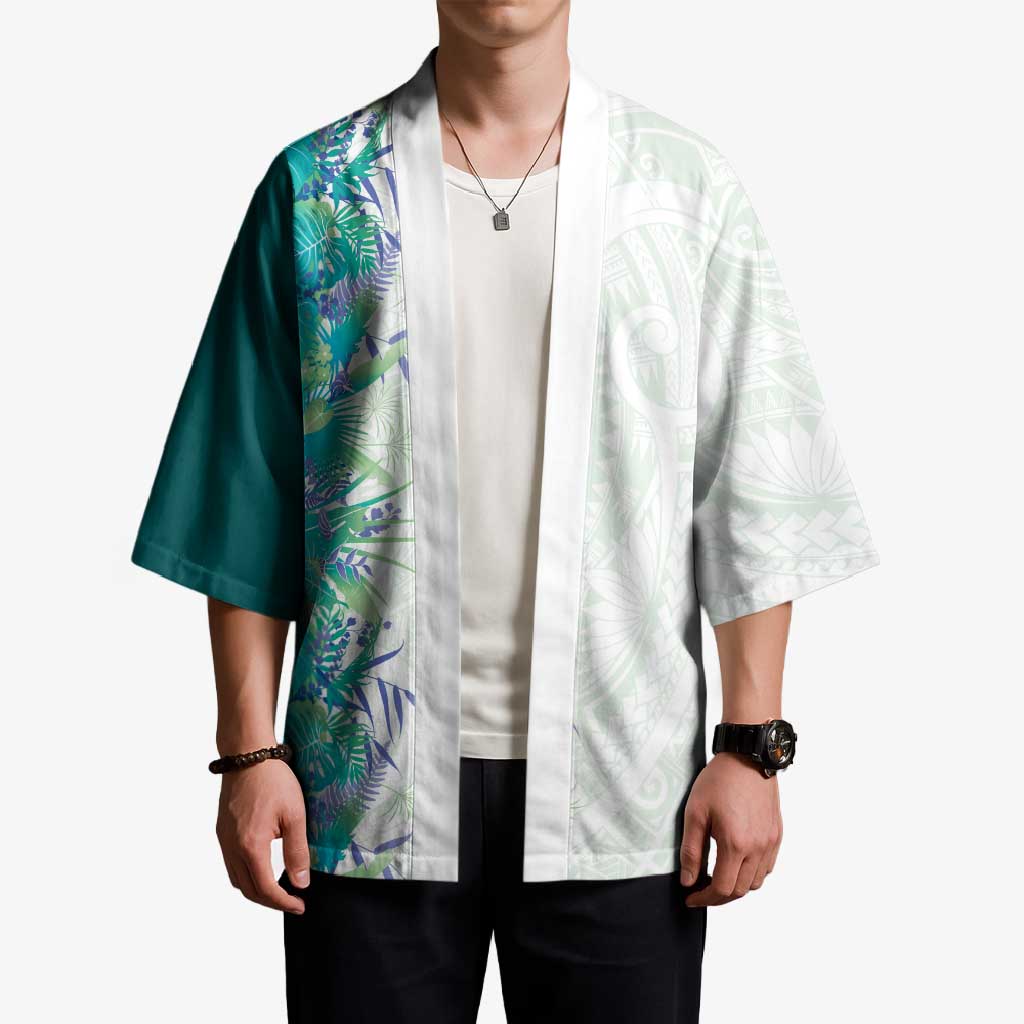 Hawaii Tropical Plant Teal Kimono Vibrant Polynesian Pattern LT01 - Polynesian Pride