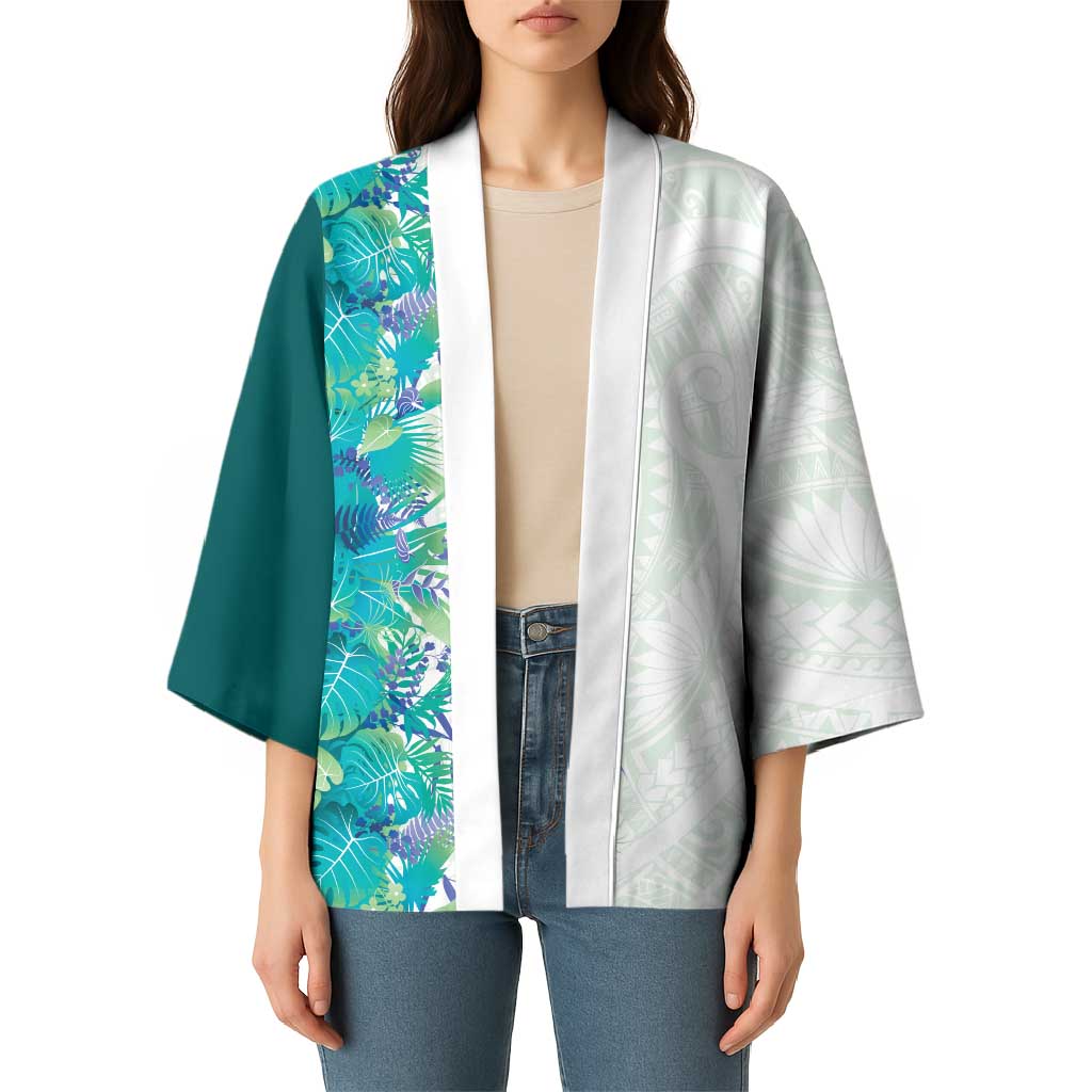 Hawaii Tropical Plant Teal Kimono Vibrant Polynesian Pattern LT01 - Polynesian Pride