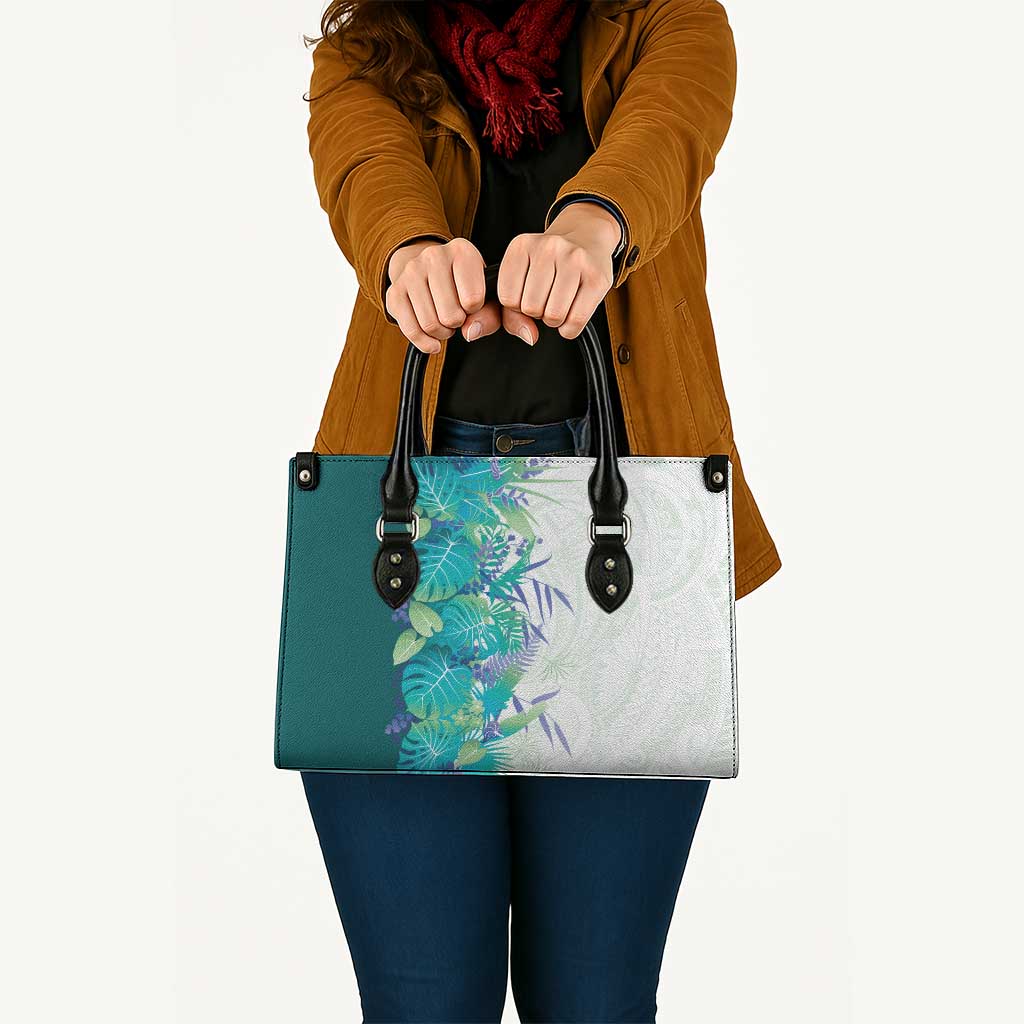 Hawaii Tropical Plant Teal Leather Bag Vibrant Polynesian Pattern LT01 - Polynesian Pride