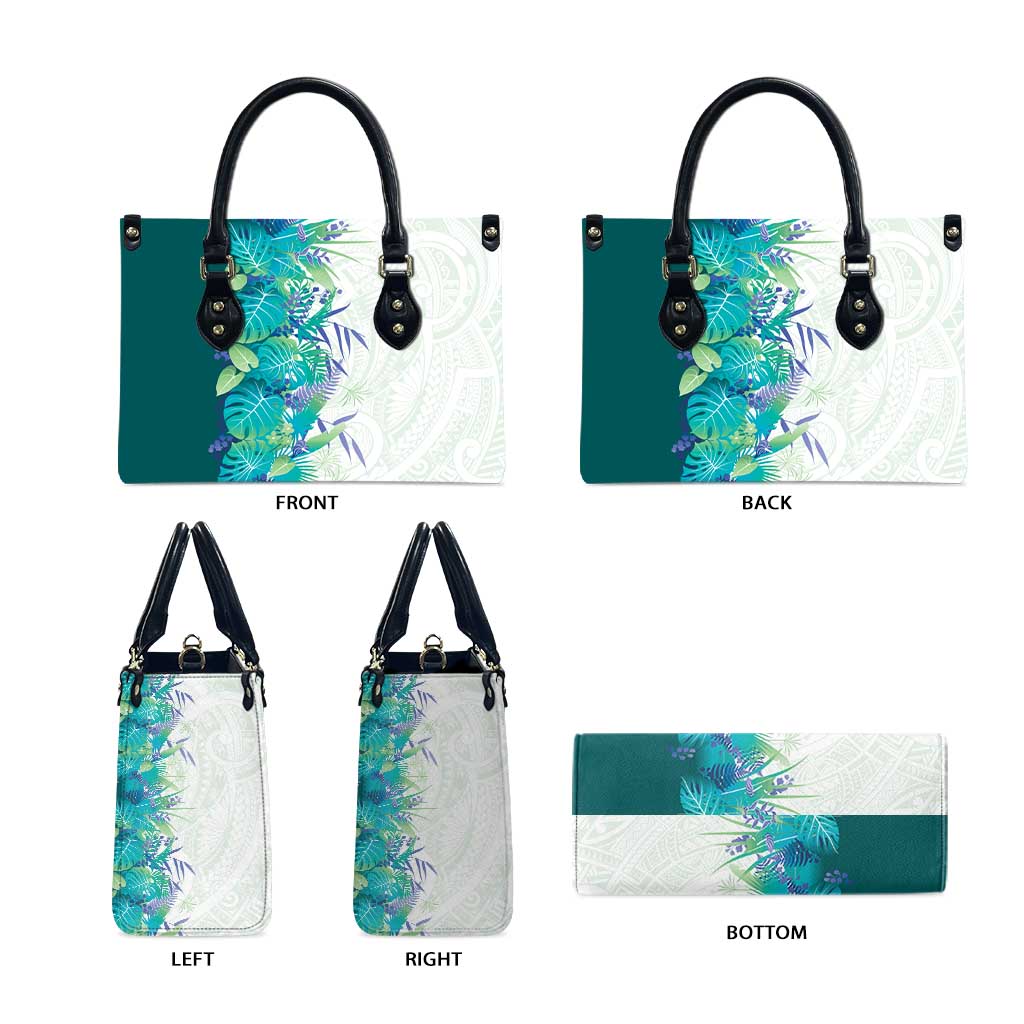 Hawaii Tropical Plant Teal Leather Bag Vibrant Polynesian Pattern LT01 - Polynesian Pride