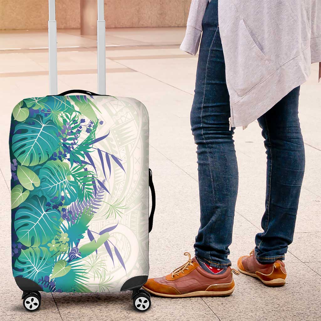 Hawaii Tropical Plant Teal Luggage Cover Vibrant Polynesian Pattern LT01 Teal - Polynesian Pride