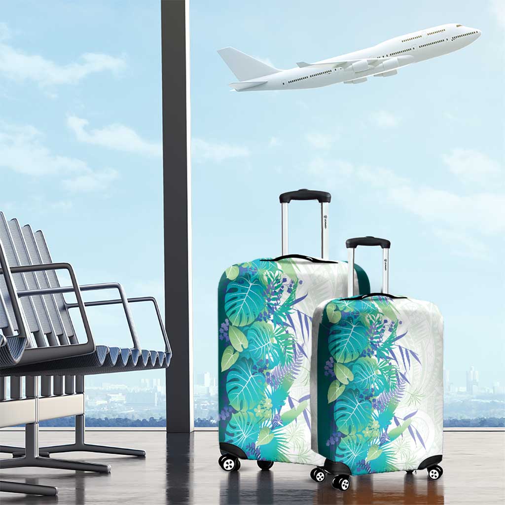 Hawaii Tropical Plant Teal Luggage Cover Vibrant Polynesian Pattern LT01 - Polynesian Pride