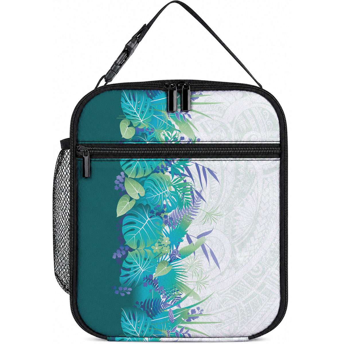 Hawaii Tropical Plant Teal Lunch Bag Vibrant Polynesian Pattern LT01 10.2 × 8.3 × 4.3 inch Teal - Polynesian Pride
