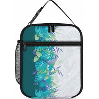 Hawaii Tropical Plant Teal Lunch Bag Vibrant Polynesian Pattern LT01 10.2 × 8.3 × 4.3 inch Teal - Polynesian Pride