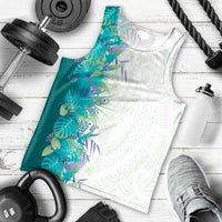 Hawaii Tropical Plant Teal Men Tank Top Vibrant Polynesian Pattern LT01 - Polynesian Pride