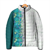 Hawaii Tropical Plant Teal Padded Jacket Vibrant Polynesian Pattern LT01 - Polynesian Pride