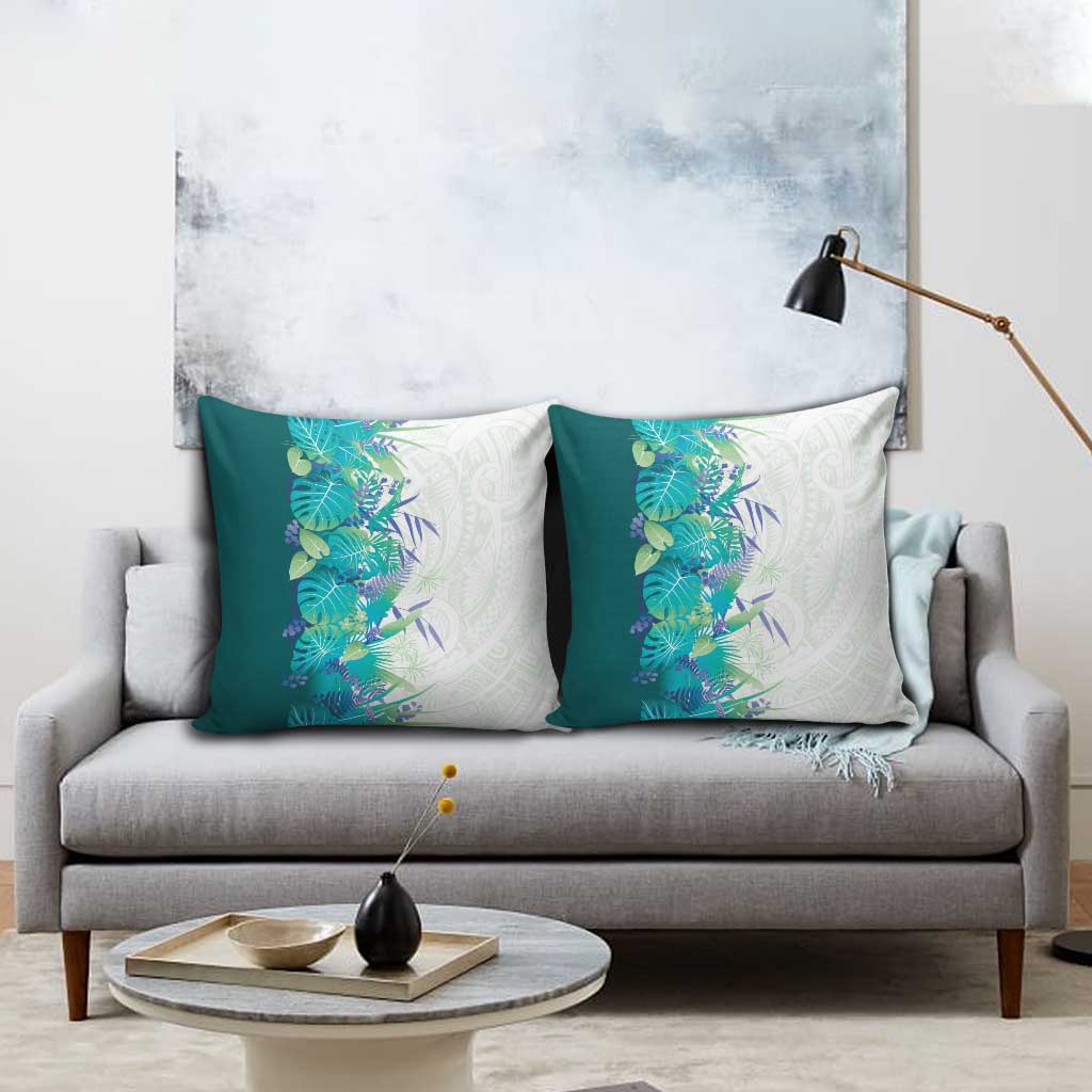 Hawaii Tropical Plant Teal Pillow Cover Vibrant Polynesian Pattern LT01 - Polynesian Pride