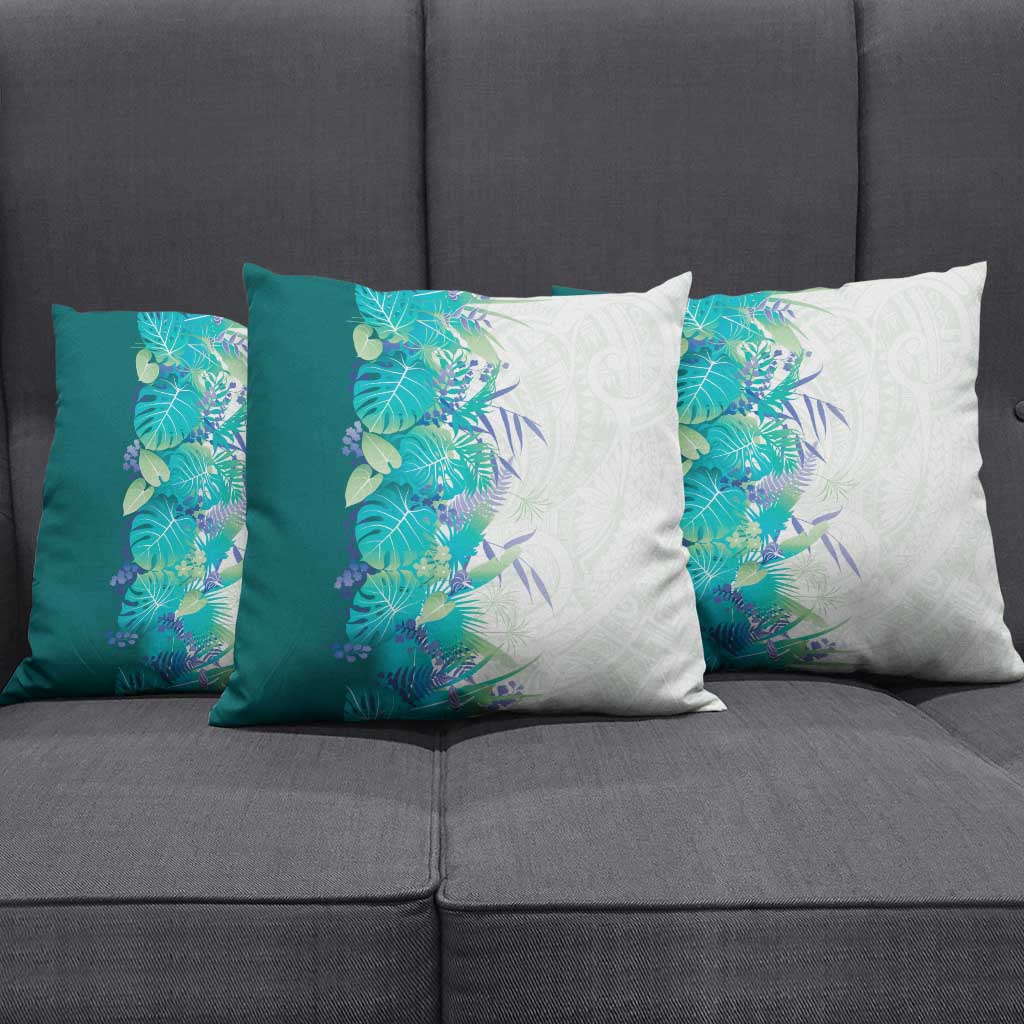 Hawaii Tropical Plant Teal Pillow Cover Vibrant Polynesian Pattern LT01 - Polynesian Pride