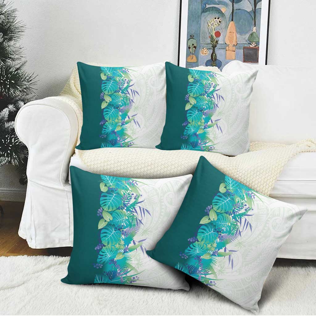 Hawaii Tropical Plant Teal Pillow Cover Vibrant Polynesian Pattern LT01 - Polynesian Pride
